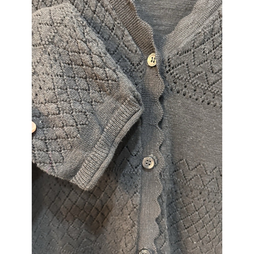 Frye Lace Scalloped Sweater Cardigan Women Sz L Cotton Whimsigoth Fairy Academia - Picture 10 of 12